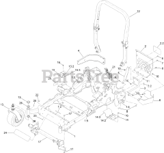 Toro 74909 TE (6000) - Toro 132cm Z Master Zero-Turn Mower, Side-Discharge Deck (SN: 316000001 - 316999999) (2016) MAIN FRAME, CASTER WHEEL AND Z STAND ASSEMBLY