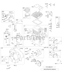 Briggs & Stratton 19F432-1101-E1 - Briggs & Stratton Horizontal Engine CRANKSHAFT, CRANKCASE, BREATHER, CYLINDER, PISTONS, OIL