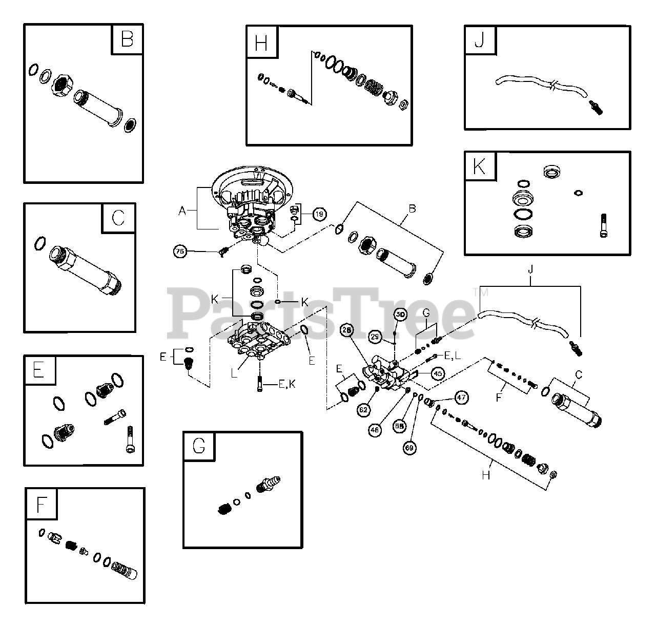 TroyBilt 0202451 TroyBilt 2,200 PSI Pressure Washer Pump Parts