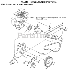 Weed Eater WE F350 C - Weed Eater Tiller (1997) BELT GUARD AND PULLEY ASSEMBLY