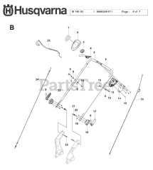 Husqvarna M 148 SV (966836801) - Husqvarna Walk-Behind Mower (2009-03) HANDLE &amp; CONTROLS