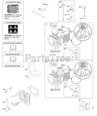 Briggs & Stratton 10T602-0122-B1 - Briggs & Stratton Vertical Engine Cylinder, Cylinder Head, Lubrication, Operator's Manual, Warning Label