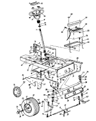 Hechinger 06-494595 (146S848H372) - Hechinger Garden Tractor (1996) Steering Assembly/Axle, Front/Wheels, Front/Battery/Frame, Lower