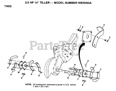 Weed Eater WE R350 A - Weed Eater Tiller TINE ASSEMBLY