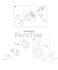 Briggs & Stratton 95202-0100-E1 - Briggs & Stratton Horizontal Engine Blower Housing/Shrouds, Flywheel, Rewind Starter