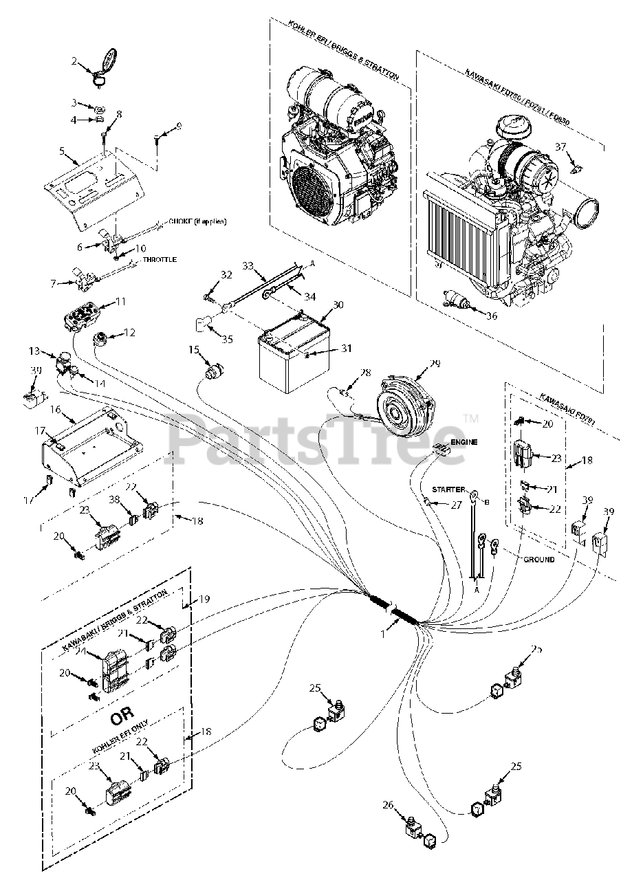 Scag Turf Tiger Kawasaki Safety Wiring Diagram Scag STTII-72V-31DFI Scag Turf Tiger II 72" Zero-Turn Mower, 31hp Kawasaki  (SN: M2700001 M2799999) STTII Electrical System Parts Lookup And Diagrams  PartsTree