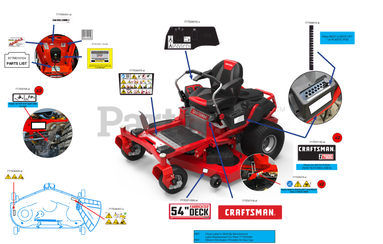 Craftsman Z 7600 (CMGN231702) (17RSHAC3A93) - Craftsman 54