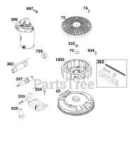Briggs & Stratton 44N877-0016-B1 - Briggs & Stratton Vertical Engine Flywheel, Ignition, and Starter Group