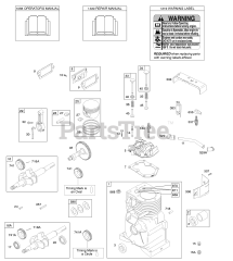 Briggs & Stratton 93312-0187-E1 - Briggs & Stratton Horizontal Engine Camshaft, Crankshaft, Cylinder, Cylinder Head, Operator's Manual, Piston/Rings/Connecting Rod, Warning Label