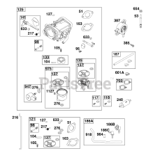 Briggs & Stratton 44N677-0062-B5 - Briggs & Stratton Vertical Engine Carburetor and Fuel Supply Group