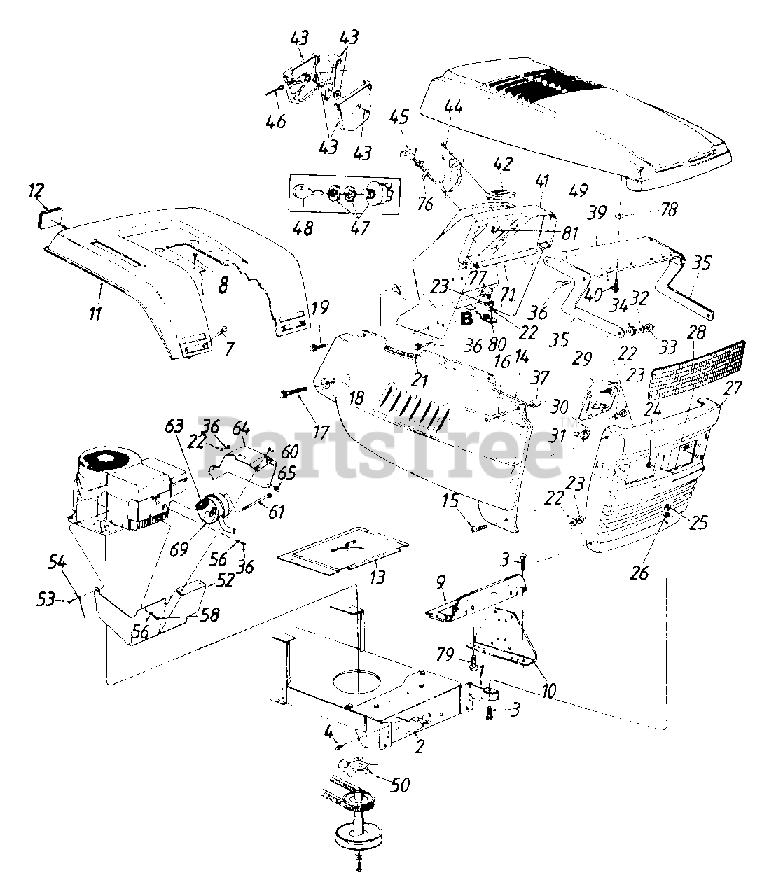 MTD 95184 (133M679G062) MTD Lawn Tractor (1993) (Lowes) Hood Style 9