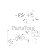 Briggs & Stratton 12C412-0100-E1 - Briggs & Stratton Horizontal Engine Electric Starter, Muffler Groups
