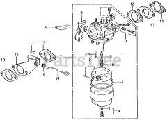 Honda E1500 K4 A (E1500) - Honda Generator, Made in Japan (SN: E1500-3000008 - E1500-9999999) CARBURETOR (FROM 1484487)