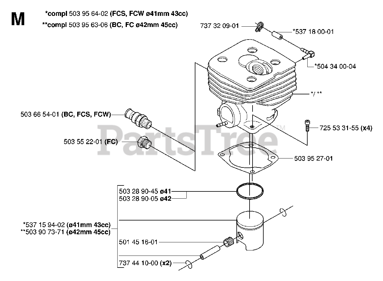Jonsered FC 2145 S Jonsered Brushcutter (200610) CYLINDER PISTON