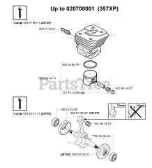 Husqvarna 357 XP - Husqvarna Chainsaw (2005-02) Variations - Piston / Cylinder &amp; Crankshaft