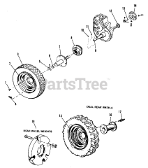 AGCO 312 (1600046) - AGCO Lawn Tractor, 12hp Rear Axle &amp; Wheels Group - Wheel Weights &amp; Dual Wheels (1505I22)
