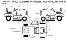 Jonsered LT 2218 A (960410035-01) - Jonsered Lawn Tractor (2008-08)