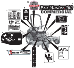Gravely 992217 (PM 260H) - Gravely Pro-Master 60" Zero-Turn Mower, 31hp Kawasaki (SN: 041000 - 049999) Decals Cont'd