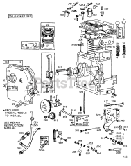 Briggs & Stratton 170402-0666-XX - Briggs & Stratton Horizontal Engine Cyl,CrankCase,Piston,Controls