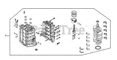 Honda BF130 A2 XA (BZBE) - Honda Marine Engine, Made in Japan (SN: BZBE-1300001 - BZBE-1400000) SHORT BLOCK