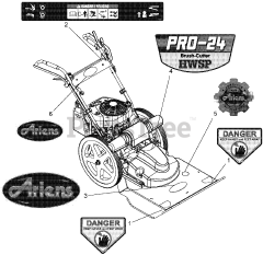Ariens 911707 - Ariens 24" Pro-24 High Wheel Self-Propelled Brush Cutter, Briggs & Stratton (SN: 000101 - 004199)