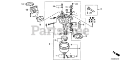 Honda GX120 UT3X QXUZ (GCCJT) - Honda Engine, Made in Thailand (SN: GCCJT-1398594 - GCCJT-9999999) CARBURETOR (2)
