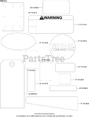 Kohler CH395-0108 - Kohler Command PRO Engine, Basic Version, 9.5hp, 7.1kW Decals