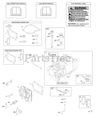 Briggs & Stratton 10S902-0554-B1 - Briggs & Stratton Vertical Engine Cylinder, Cylinder Head, Gasket Set - Engine, Gasket Set - Valve, Lubrication, Operator's Manual, Warning Label