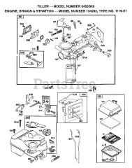 Electrolux/AYP 3455 B89 - Electrolux/AYP Tiller (1998) ENGINE, BRIGGS AND STRATTON
