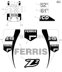 Ferris SRS Z2 (5901823) - Ferris SRS Z2 Series 52" Stand-On Mower, 28hp Briggs & Stratton, CARB Decal Group - Brand &amp; Model