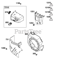 Briggs & Stratton 13A135-0026-F1 - Briggs & Stratton Horizontal Engine Blower Housing Group