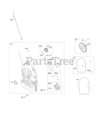 Briggs & Stratton 543277-0100-E1 - Briggs & Stratton Horizontal Engine Crankcase Cover, Camshaft, Crankcase Cover Gaskets