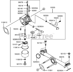 Toro 30694 - Toro 36" Walk-Behind Mower, Fixed Deck, T-Bar, Gear Drive (SN: 260000001 - 260999999) (2006) Carburetor Assembly Kawasaki FH430V-AS25