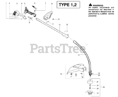 Poulan Pro PPB 100 E - Poulan Pro String Trimmer, Type 1 Handle &amp; Shaft Assembly Type 1,2