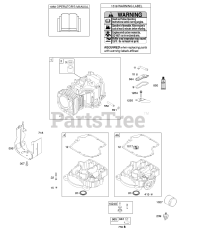 Briggs & Stratton 21A902-0141-E1 - Briggs & Stratton Vertical Engine Cylinder, Engine Sump, Operator's Manual, Warning Label