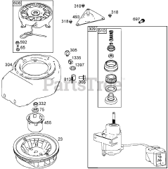 Toro 38417 (CCR 2400) - Toro Snow Thrower (SN: 089000001 - 089999999) (1998) Flywheel, Blower Housing, and Starter Assemblies  Briggs and Stratton 084133-0196-E1