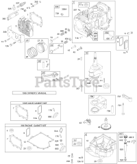 Briggs & Stratton 196707-0490-E1 - Briggs & Stratton Vertical Engine Cylinder, Head, Piston/Ring, Crankshaft,Counterweight, Sump, Oil, Gasket Sets, Cam