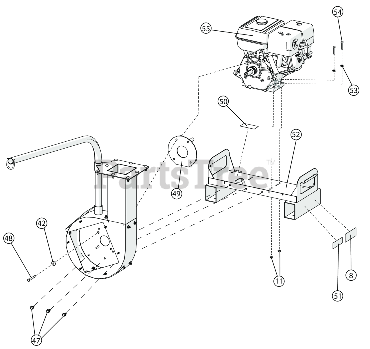 Billy Goat DL 1302 H Billy Goat 8" Intake Debris Loader Vacuum Housing to Engine Hub
