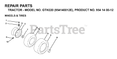 Husqvarna GTH 220 (954140012-E) - Husqvarna Garden Tractor (1998-09) WHEELS &amp; TIRES
