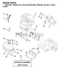 Husqvarna LTH 125 (954170034-B) - Husqvarna Lawn Tractor (2001-03) ENGINE &amp; CUTTING EQUIPMENT