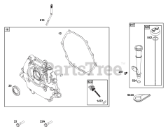 Briggs & Stratton 19J137-0012-F1 - Briggs & Stratton Horizontal Engine Crankcase Cover/Sump and Lubrication Group