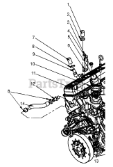 Briggs & Stratton 076161-02 - Briggs & Stratton 60kW Liquid Cooled Home Standby Generator Engine Service Parts - 5.7L - Thermostat &amp; Hose (315092)