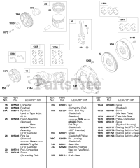 Briggs & Stratton 584447-0205-E2 - Briggs & Stratton Horizontal Engine Piston/Rings/Connecting Rod, Crankshaft, Flywheel