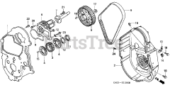 Honda GX360 K1 DD/A (GA01) - Honda Engine, Made in Japan (SN: GA01-1400001 - GA01-9999999) TIMING BELT@WATER PUMP