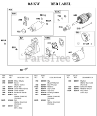 Briggs & Stratton 430447-0205-E2 - Briggs & Stratton Horizontal Engine Starter Motor 0.8KW RED LABEL