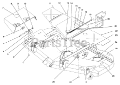 Toro 30162 - Toro 62" Side-Discharge Mower Deck (SN: 049002001 - 049999999) (1994) Grass Deflector, Belt Covers  Decals