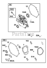 Briggs & Stratton 19N137-0087-H5 - Briggs & Stratton Horizontal Engine Crankcase Cover/Sump Group