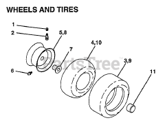 Electrolux/AYP 7177 A89 - Electrolux/AYP Lawn Tractor (1998) WHEELS AND TIRES