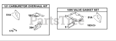 Briggs & Stratton 133232-1126-E1 - Briggs & Stratton Horizontal Engine Carburetor Overhaul/Valve Gasket Set