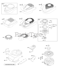 Briggs & Stratton 121K02-0116-E1 - Briggs & Stratton Vertical Engine Blower Housing/Shrouds, Flywheel, Rewind Starter